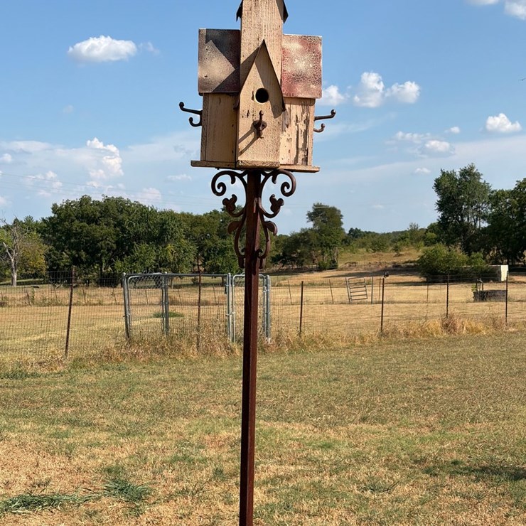 #27 • Handcrafted birdhouse decorative 31 inch high