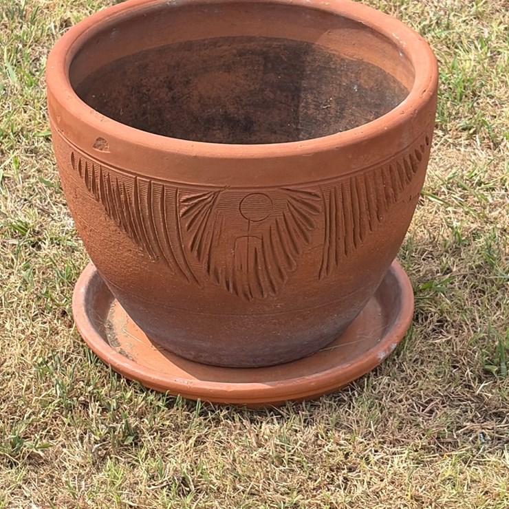 #105 • 17 inch decorative terra-cotta pot with saucer