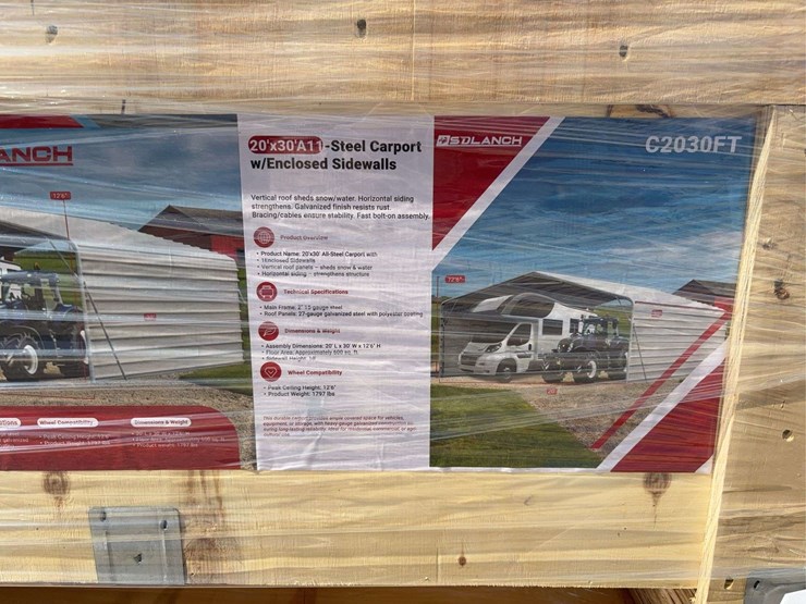 sdlanch-c2030ft-20'x30'-steel-carport-with-enclosed-sidewalls-image-1