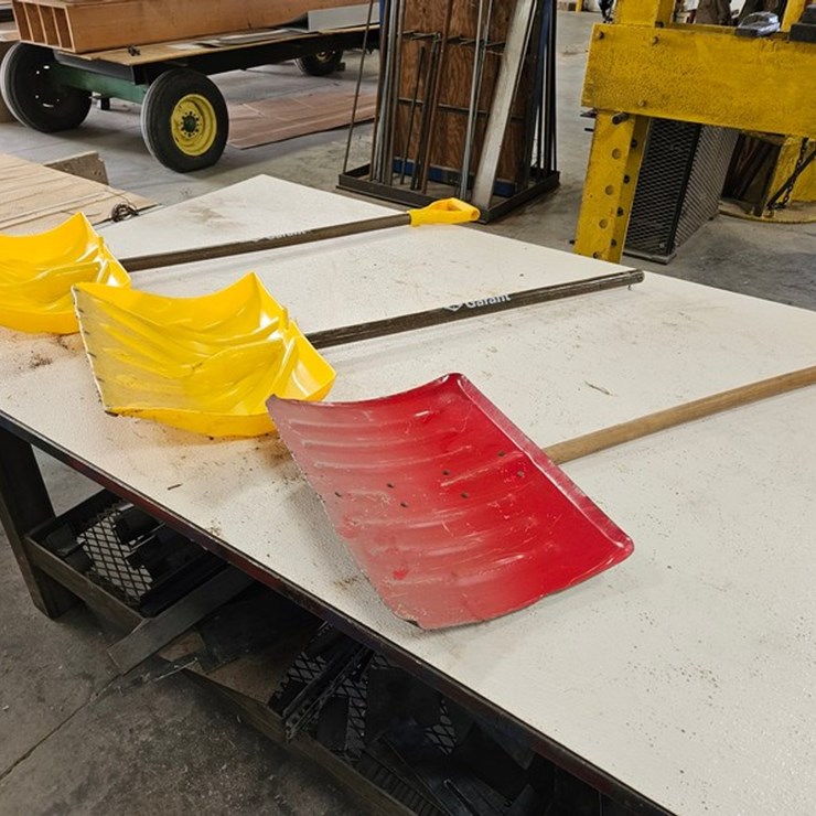 #9232 • Rack Of Assorted Snow Shovels