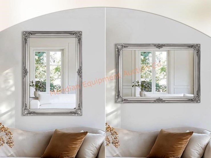 vintage-silver-wall-mirror-40"x28"-antique-baroq-image-3