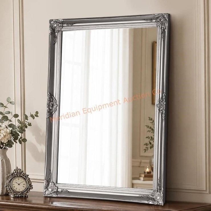 Vintage Silver Wall Mirror 40"x28" Antique Baroq